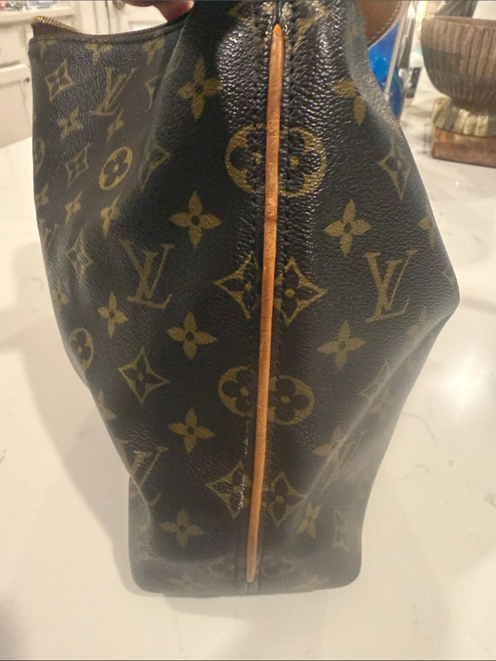 Louis Vuitton Monogram Canvas Shoulder Pouch in Brown and Tan